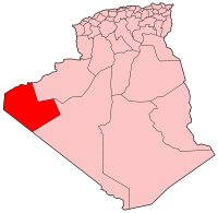 Mapa de Argelia que destaca la provincia de Tinduf province