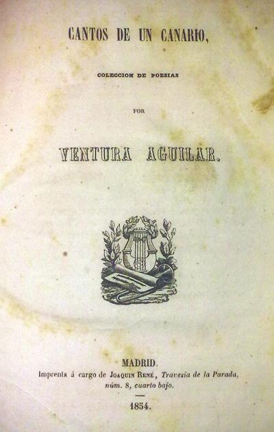 Portada de Cantos de un canario: colección de poesías. Madrid, 1854